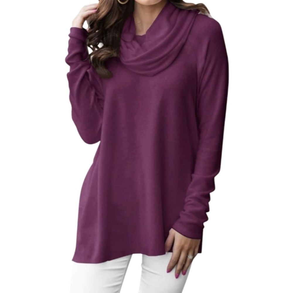 Grace Women's Purple Cowl Neck Sweater‎ Plus Size 2X